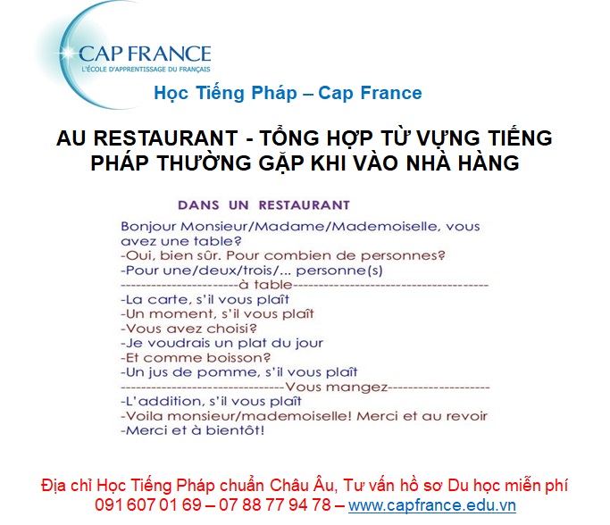 Hình ảnh minh họa Tổng Hợp Các Từ Vựng Tiếng Pháp Hay Gặp Khi Vào Nhà Hàng