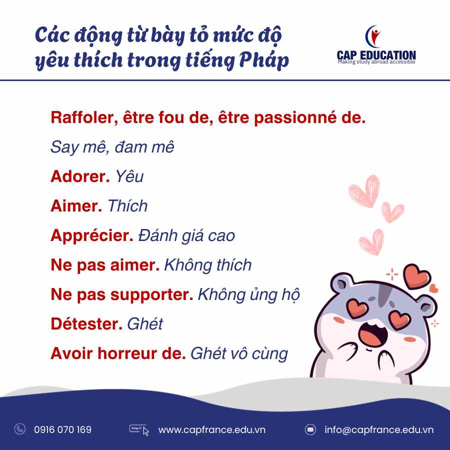 Hình ảnh minh họa Các Động Từ Bày Tỏ Mức Độ Yêu Thích Trong Tiếng Pháp