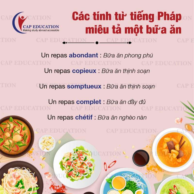 Hình ảnh minh họa Tính Từ Tiếng Pháp Miêu Tả Bữa Ăn