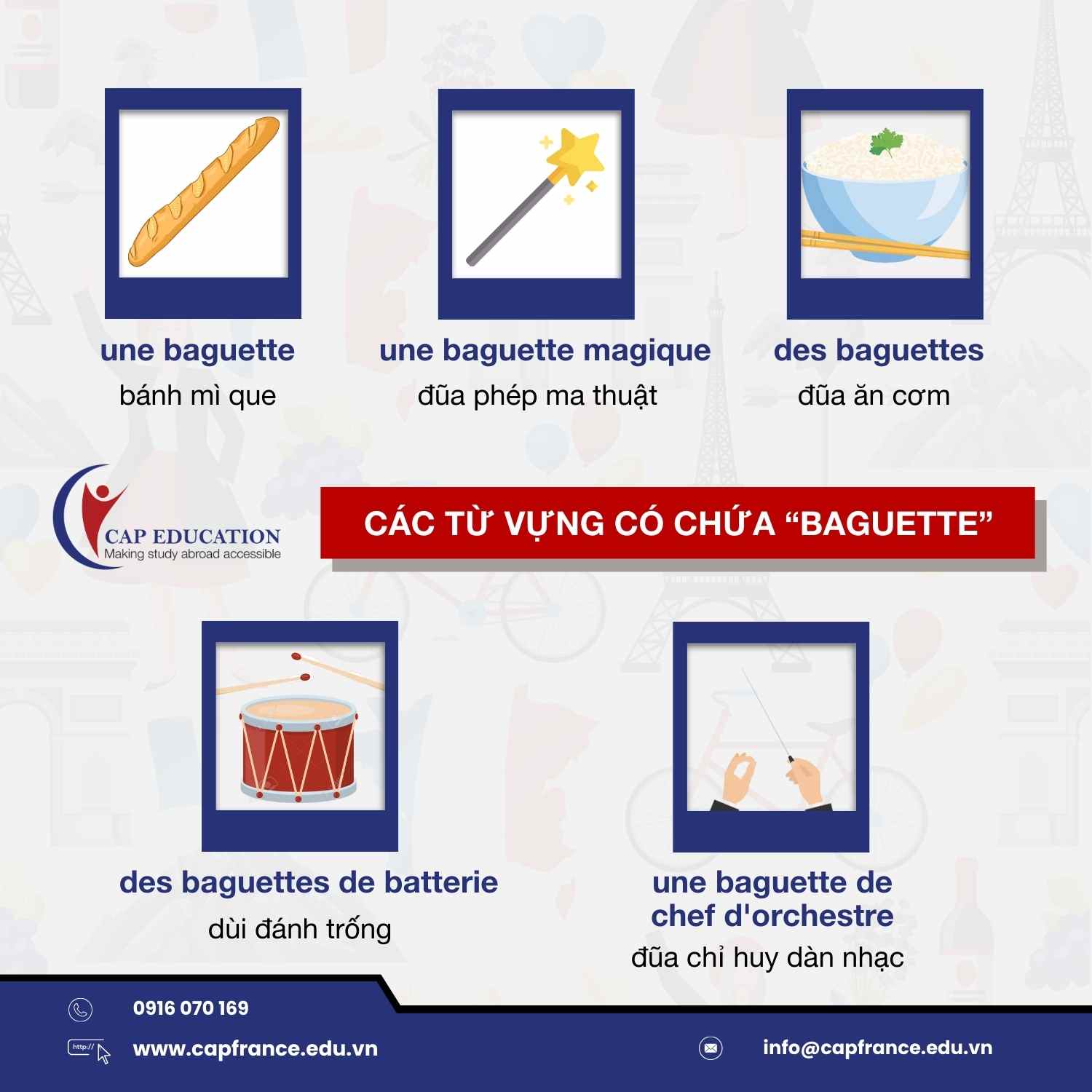 Hình ảnh minh họa Những Từ Vựng Tiếng Pháp Có Chứa Từ Baguette