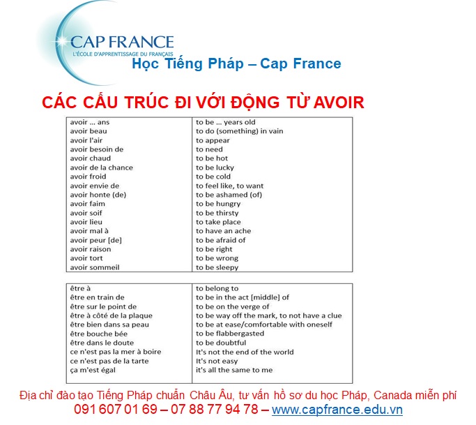 Hình ảnh minh họa Cấu Trúc Đi Với Động Từ Avoir Trong Tiếng Pháp