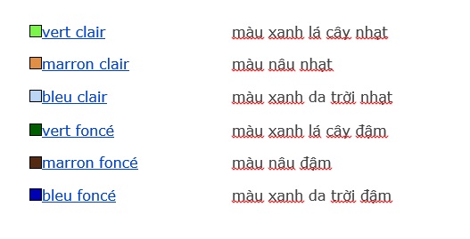 Hình ảnh minh họa Từ Vựng Tiếng Pháp Về Màu Sắc