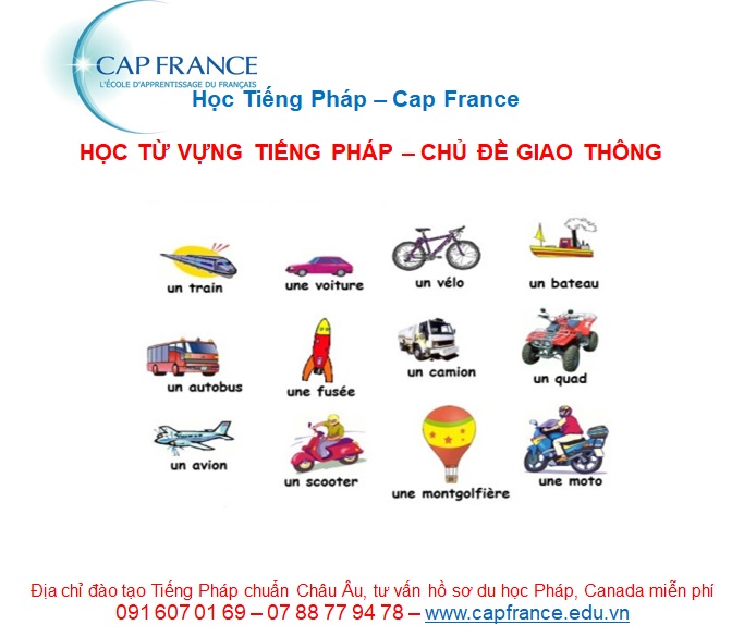 Hình ảnh minh họa Từ Vựng Các Phương Tiện Giao Thông Bằng Tiếng Pháp