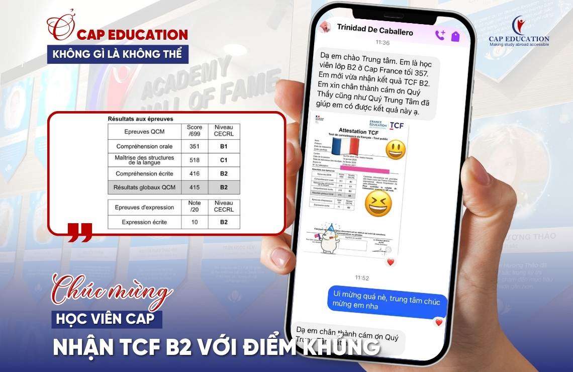 Hình ảnh minh họa Bứt phá B2 tiếng Pháp trong hành trình ngắn của học viên CAP Đinh Vũ Bội Trân
