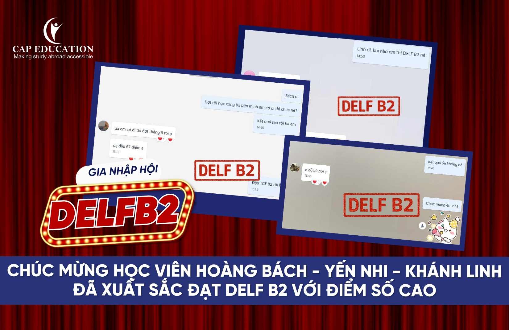 Hình ảnh minh họa Chúc Mừng Học Viên Hoàng Bách Yến Nhi Khánh Linh Đã Xuất Sắc Đạt DELF B2 Với Điểm Số Cao