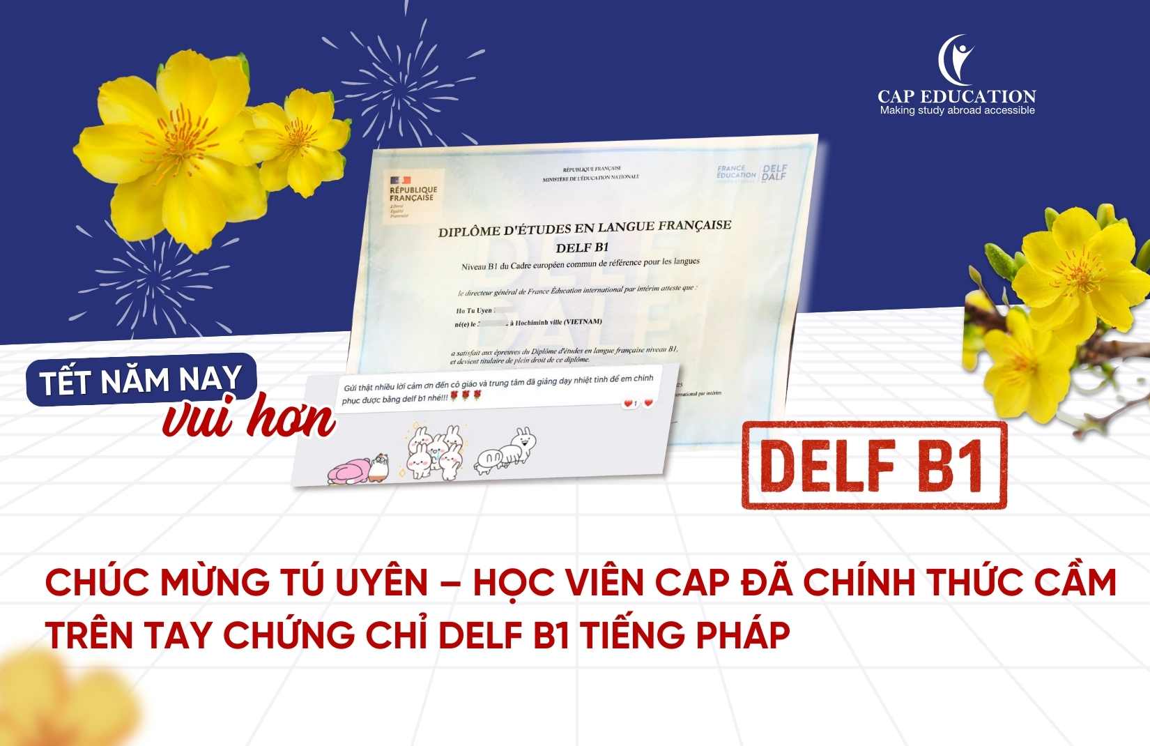 Hình ảnh minh họa Chúc Mừng Tú Uyên  Học Viên CAP Đã Chính Thức Cầm Trên Tay Chứng Chỉ DELF B1 Tếng Pháp