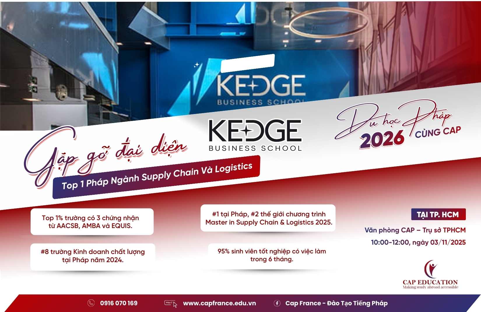 Hình ảnh minh họa Du Học Pháp 2026 Cùng CAP Gặp Gỡ Đại Diện KEDGE Business School Trường Top 1 Pháp Ngành Supply Chain Và Logistics