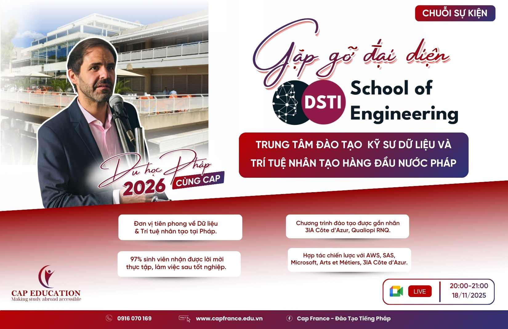 Hình ảnh minh họa Du Học Pháp 2026 Cùng CAP Gặp Gỡ Đại Diện Trường Kỹ Sư CNTT Dữ Liệu Và Trí Tuệ Nhân Tạo Hàng Đầu Của Pháp DSTI School Of Engineering