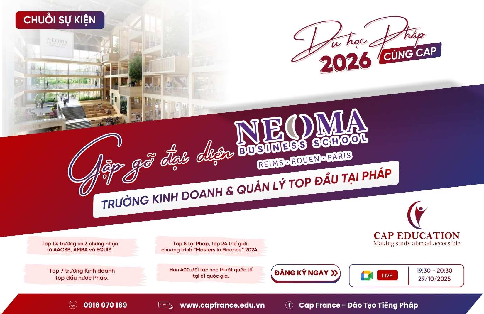 Hình ảnh minh họa Du Học Pháp 2026 Cùng CAP Gặp Gỡ Đại Diện Trường NEOMA Business School Khám Phá Thế Giới Kinh Doanh Và Quản Lý