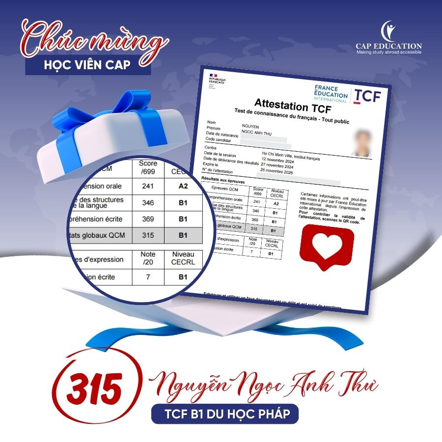 Cú Nổ Chứng Chỉ Tiếng Pháp Quốc Tế TEF Canada B2 TCF Canada B2 TCF TP B1 B2 Của Học Viên CAP