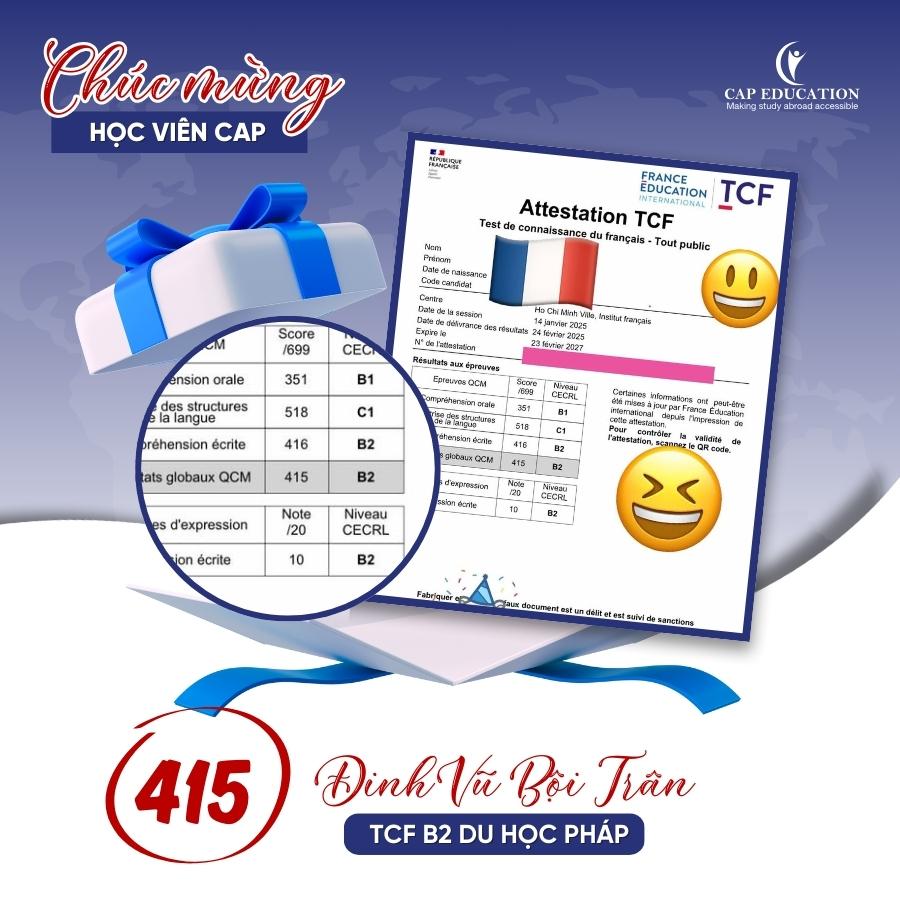 Cú Nổ Chứng Chỉ Tiếng Pháp Quốc Tế TEF Canada B2 TCF Canada B2 TCF TP B1 B2 Của Học Viên CAP
