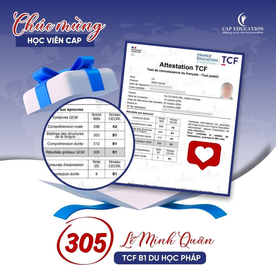 Cú Nổ Chứng Chỉ Tiếng Pháp Quốc Tế TEF Canada B2 TCF Canada B2 TCF TP B1 B2 Của Học Viên CAP