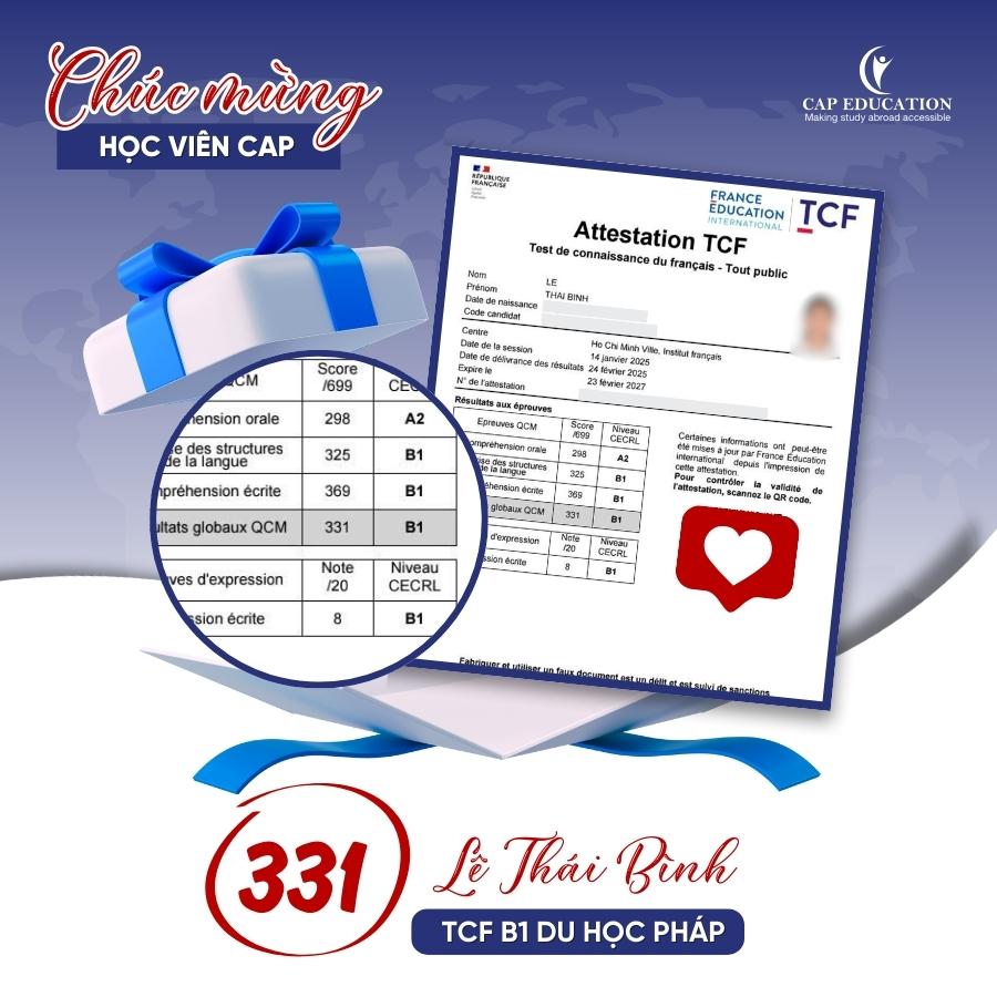 Cú Nổ Chứng Chỉ Tiếng Pháp Quốc Tế TEF Canada B2 TCF Canada B2 TCF TP B1 B2 Của Học Viên CAP