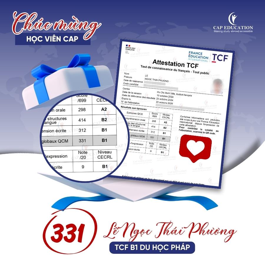 Cú Nổ Chứng Chỉ Tiếng Pháp Quốc Tế TEF Canada B2 TCF Canada B2 TCF TP B1 B2 Của Học Viên CAP