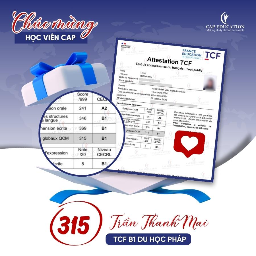 Cú Nổ Chứng Chỉ Tiếng Pháp Quốc Tế TEF Canada B2 TCF Canada B2 TCF TP B1 B2 Của Học Viên CAP