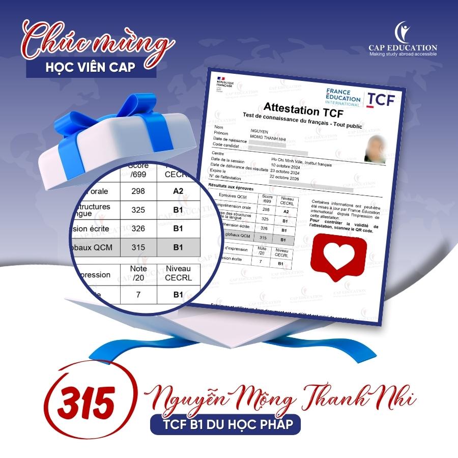 Cú Nổ Chứng Chỉ Tiếng Pháp Quốc Tế TEF Canada B2 TCF Canada B2 TCF TP B1 B2 Của Học Viên CAP