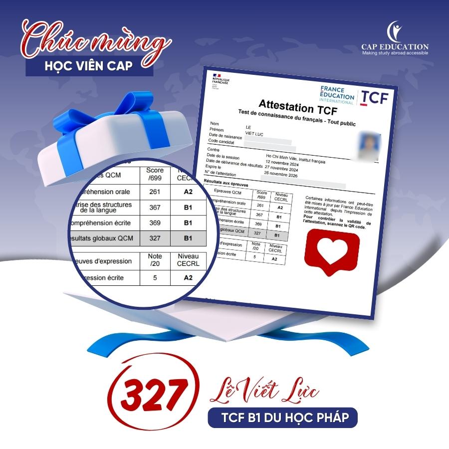 Cú Nổ Chứng Chỉ Tiếng Pháp Quốc Tế TEF Canada B2 TCF Canada B2 TCF TP B1 B2 Của Học Viên CAP