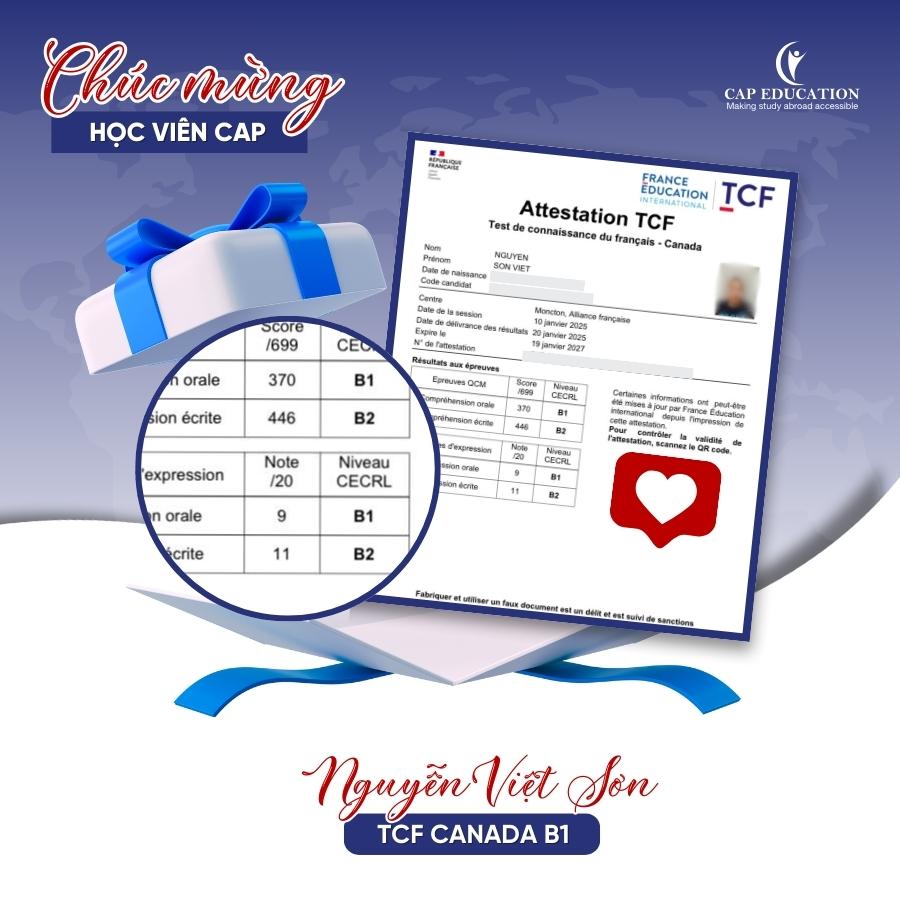 Cú Nổ Chứng Chỉ Tiếng Pháp Quốc Tế TEF Canada B2 TCF Canada B2 TCF TP B1 B2 Của Học Viên CAP