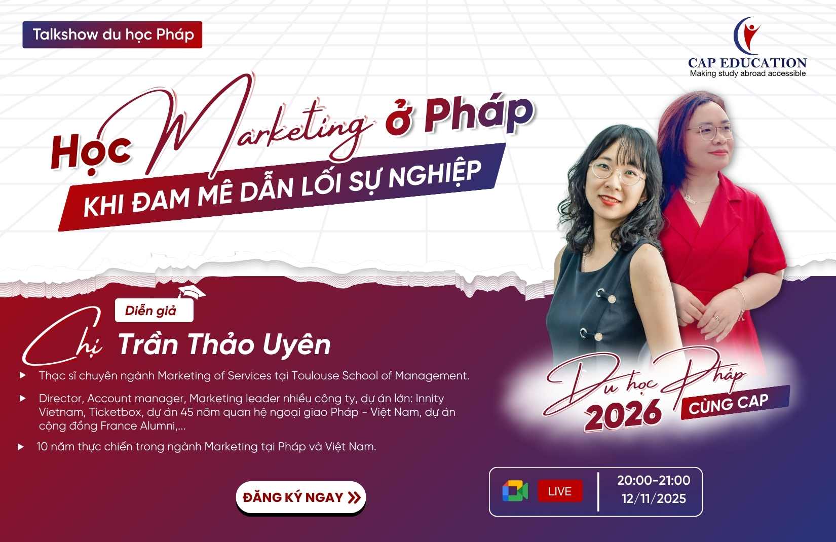 Hình ảnh minh họa Talkshow Du Học Pháp 2026 Học Marketing Khi Đam Mê Dẫn Lối Sự Nghiệp