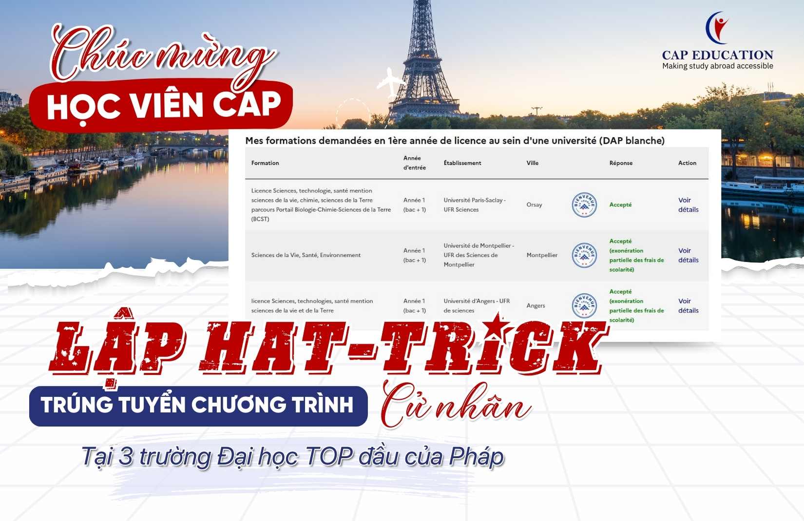 Hình ảnh minh họa Tự Hào Học Viên CAP Trúng Tuyển Cả 3 Nguyện Vọng Vào Các Trường Top Đầu Của Pháp