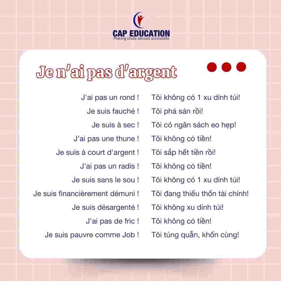 Cách Nói Cháy Túi Trong Tiếng Pháp