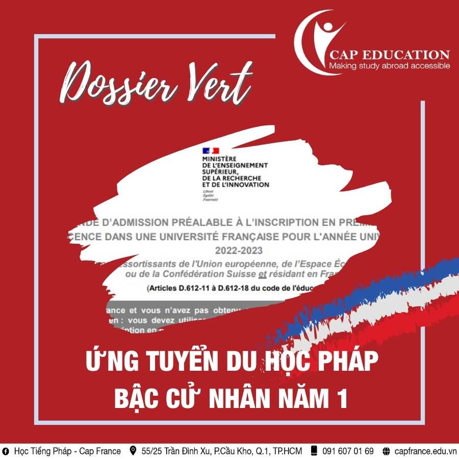 Hình ảnh minh họa Dossier Vert Ứng Tuyển Du Học Pháp Bậc Cử Nhân Năm Nhất