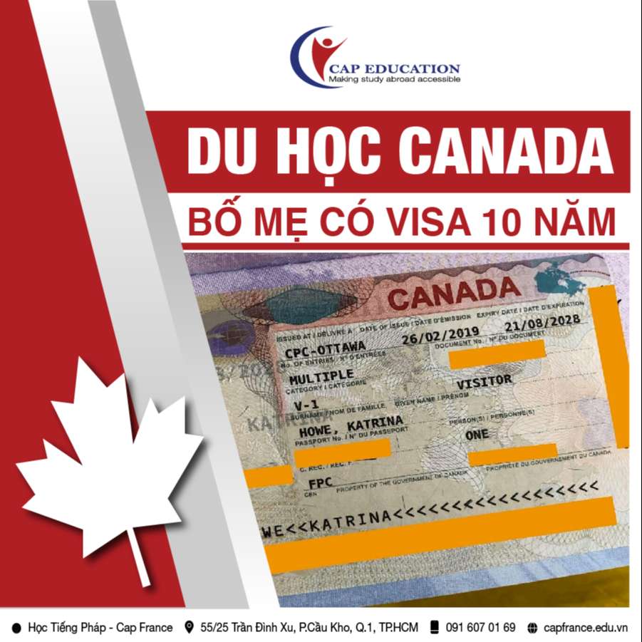 Hình ảnh minh họa Du Học Canada Bố Mẹ Có Visa 10 Năm