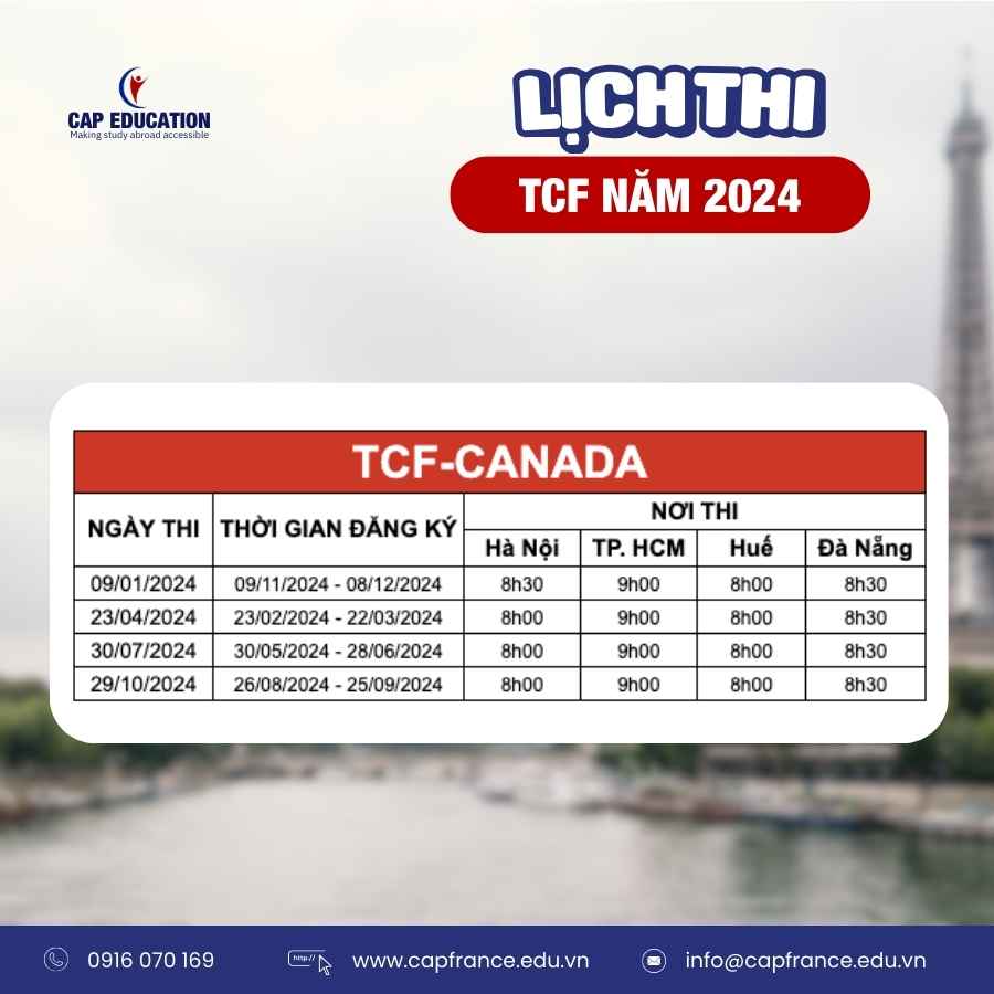 Lịch Thi TCF Năm 2024
