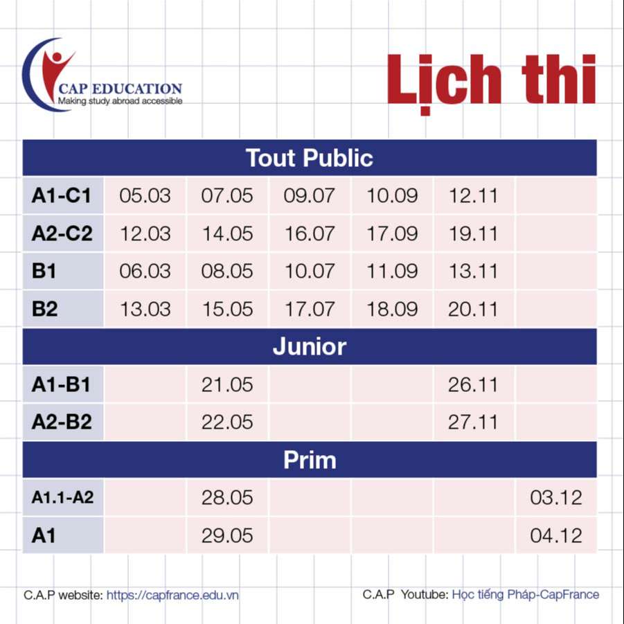 Lịch Thi Chứng Chỉ Tiếng Pháp DELF DALF Mới Nhất 2022