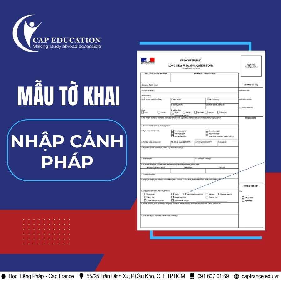 Hình ảnh minh họa Mẫu Tờ Khai Nhập Cảnh Pháp