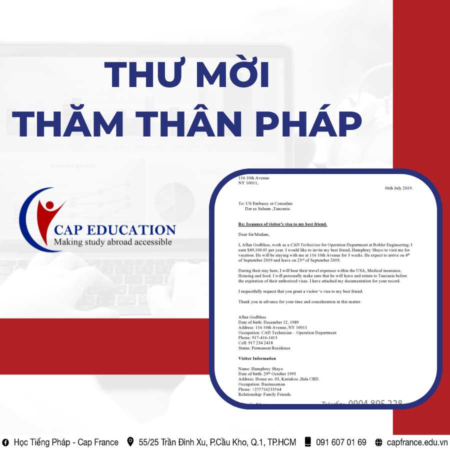 Hình ảnh minh họa Mẫu Thư Mời Thăm Thân Pháp