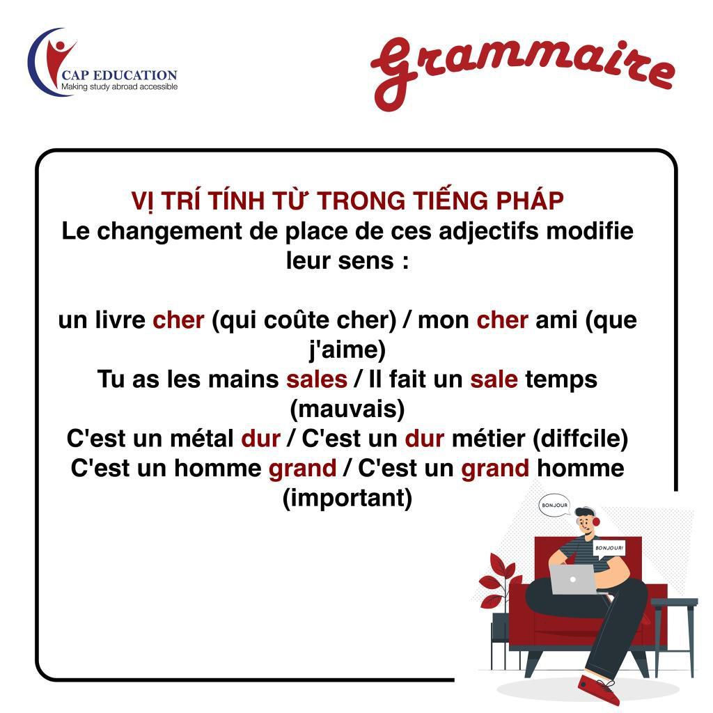 Vị Trí Của Tính Từ Trong Tiếng Pháp