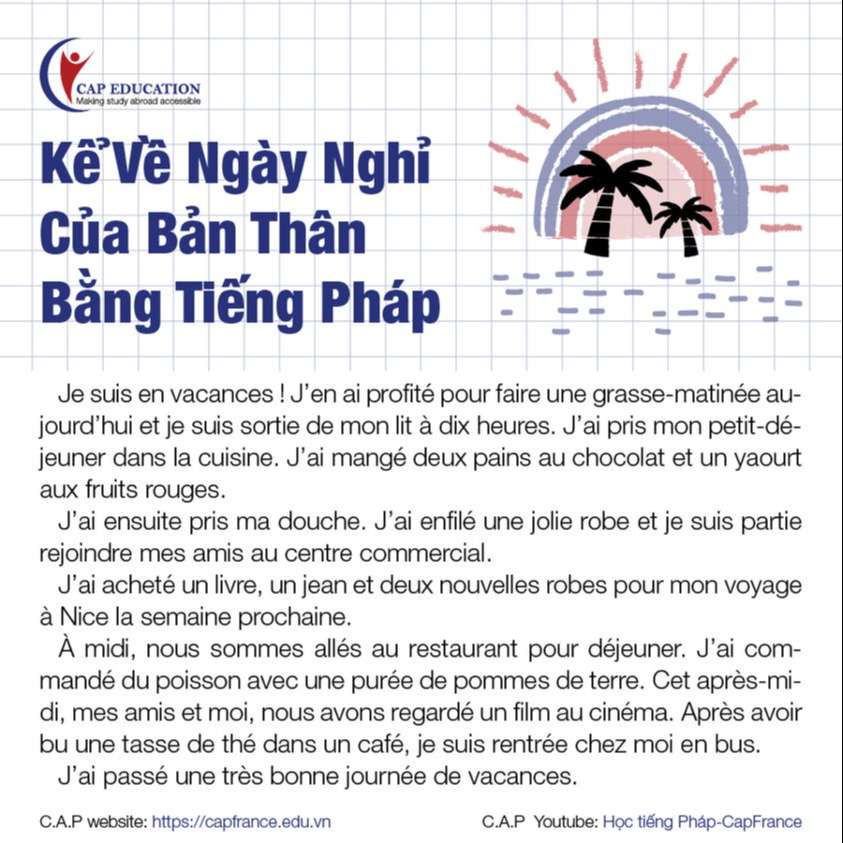 Viết Về Ngày Nghỉ Cuối Tuần Bằng Tiếng Pháp