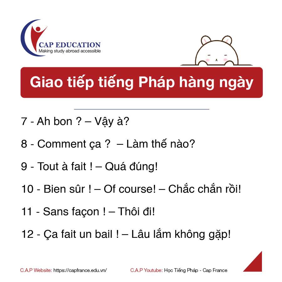 Những Câu Tiếng Pháp Giao Tiếp Thông Dụng Hàng Ngày